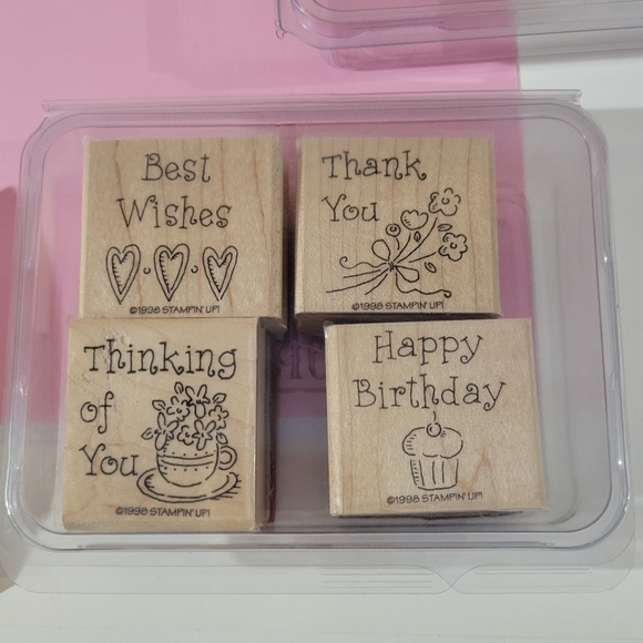 Stampin Up Swirls and Blossoms & Simple Wishes  Wooden Block Rubber Stamp Set - Picture 4 of 12